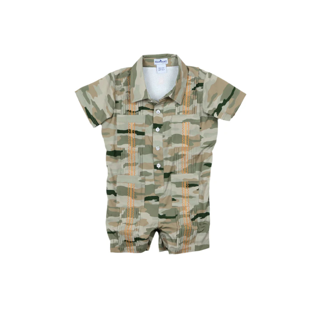 Blue Quail Guayabera Romper - Classic Camo