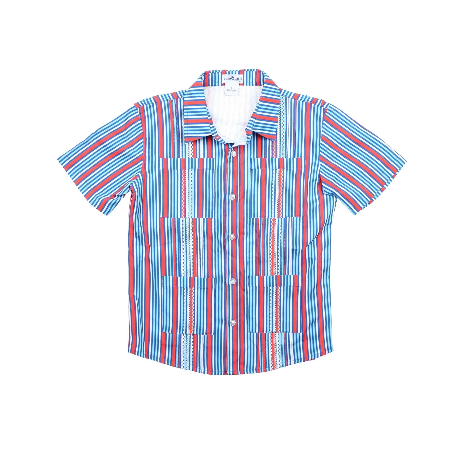 Blue Quail Guayabera Shirt - Liberty Stripe