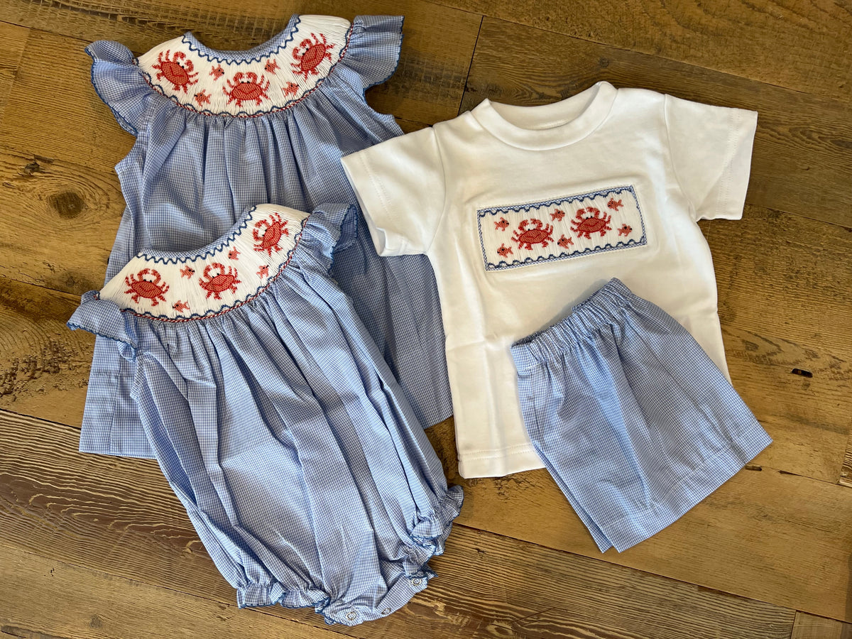 Lulu Bebe Crab Smocked Bubble