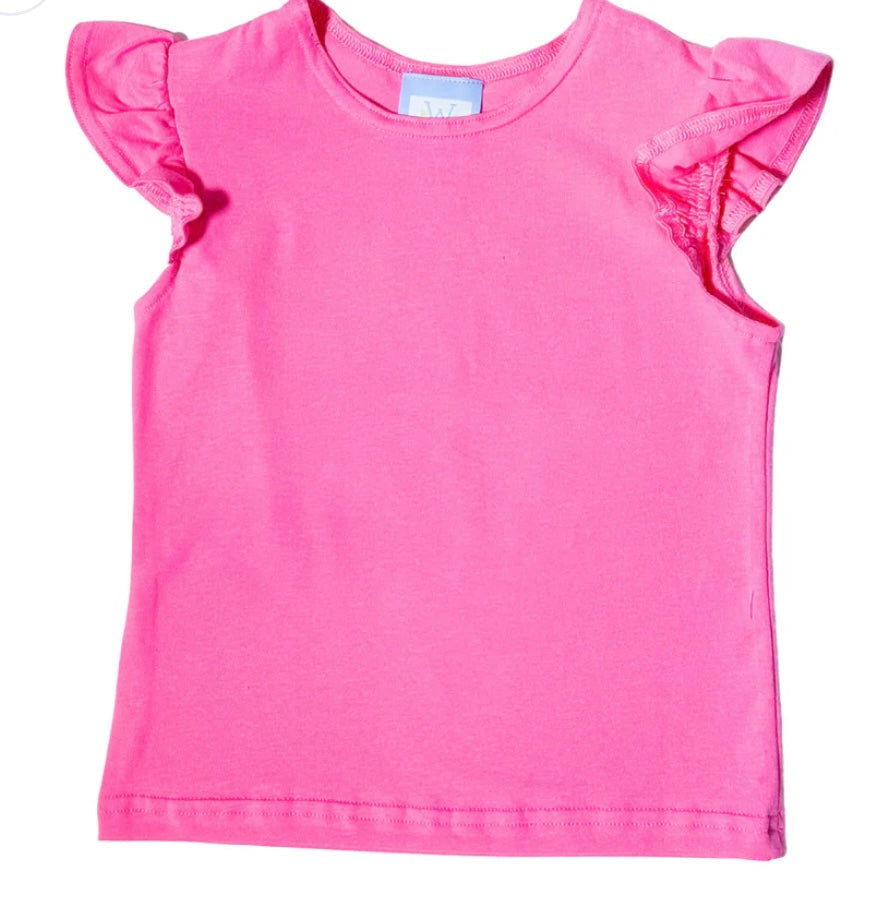 Color Works Angel Sleeve Tee - Hot Pink