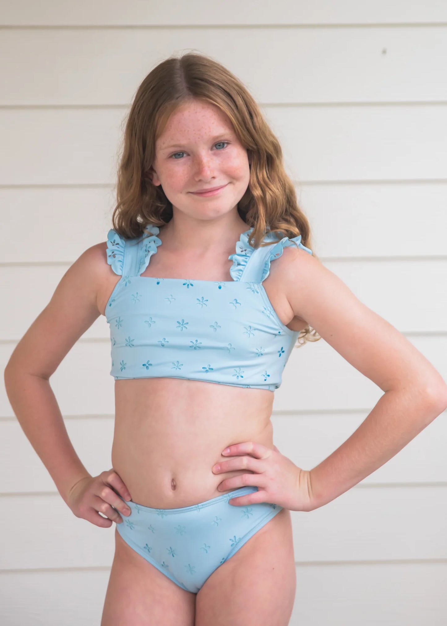 James & Lottie Two Piece Blue Eyelet Swimsuit