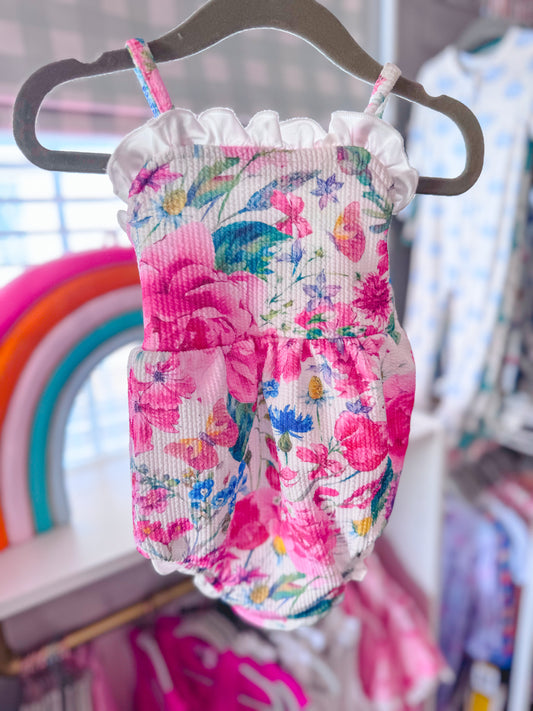 Floral Romper with Ruffle Hem