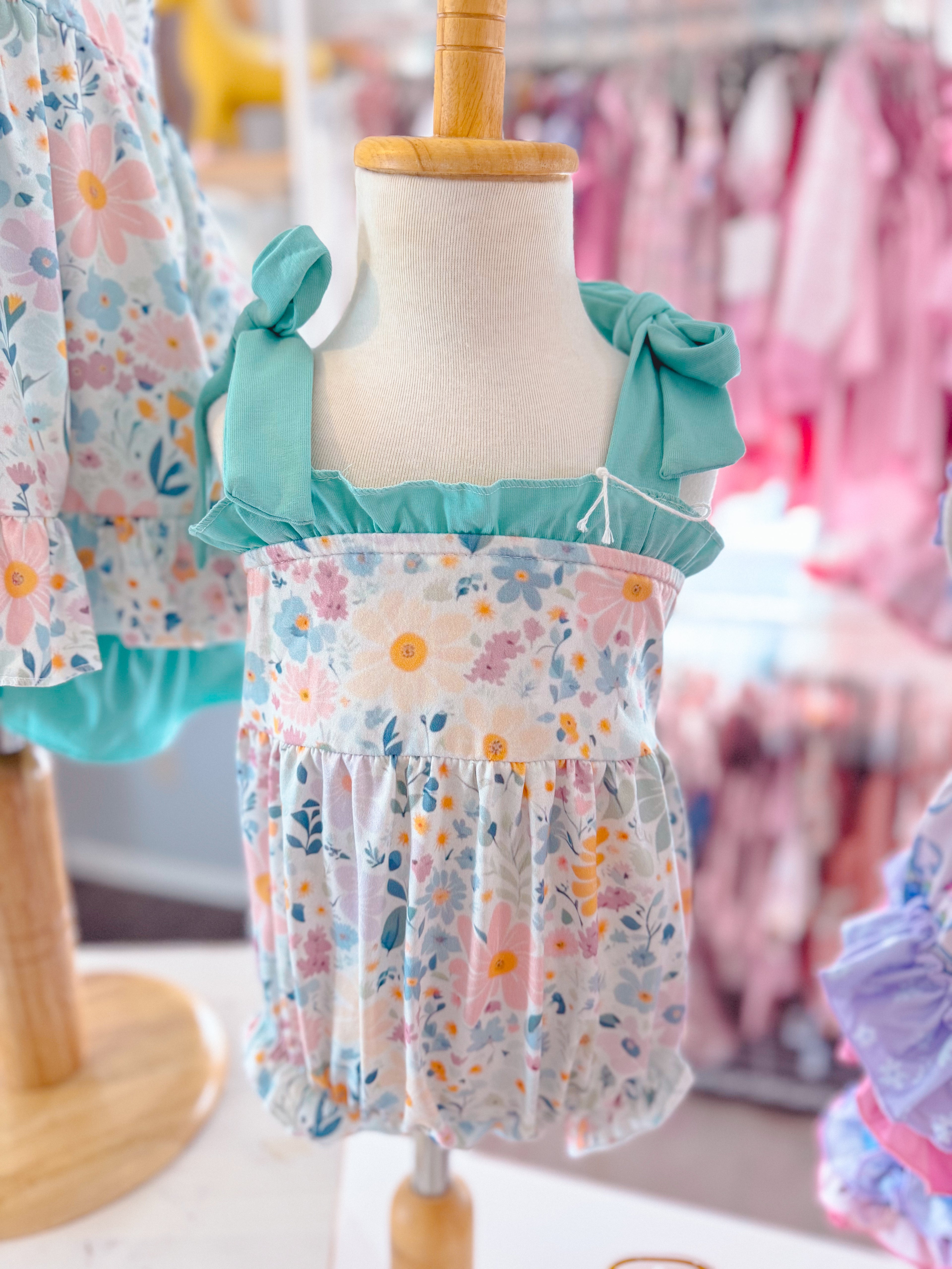 Pastel Floral Bubble with Tie Shoulders