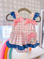 Pink Plaid Baseball Onesie