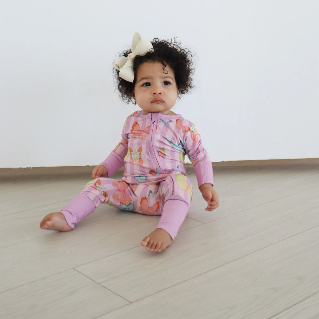 Zipper Romper- Purple Butterfly