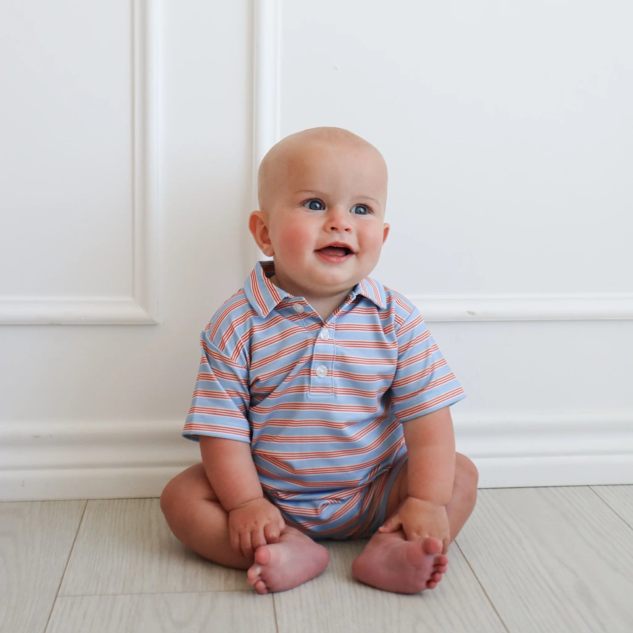 Knox Romper- Red & Blue Stripe