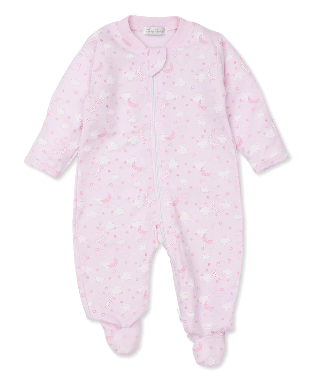 Kissy Kissy Night Clouds Pink Zip Footies