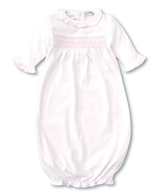 Kissy Kissy Hand Smocked White and Pink Footie