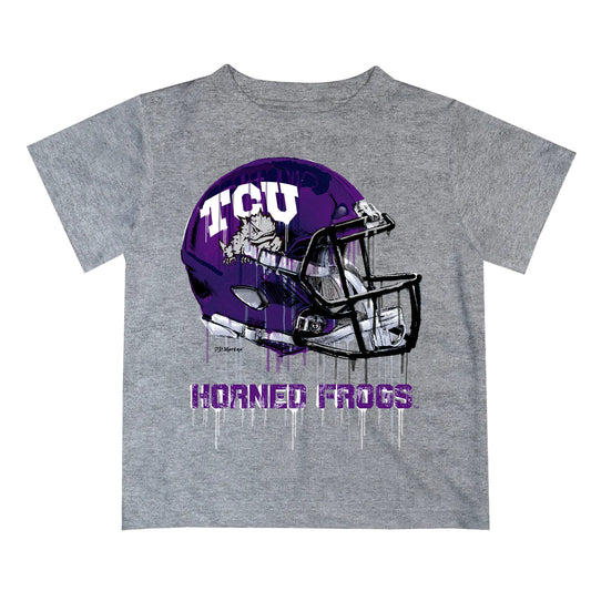 TCU Frogs Dripping Football Helmet Tee