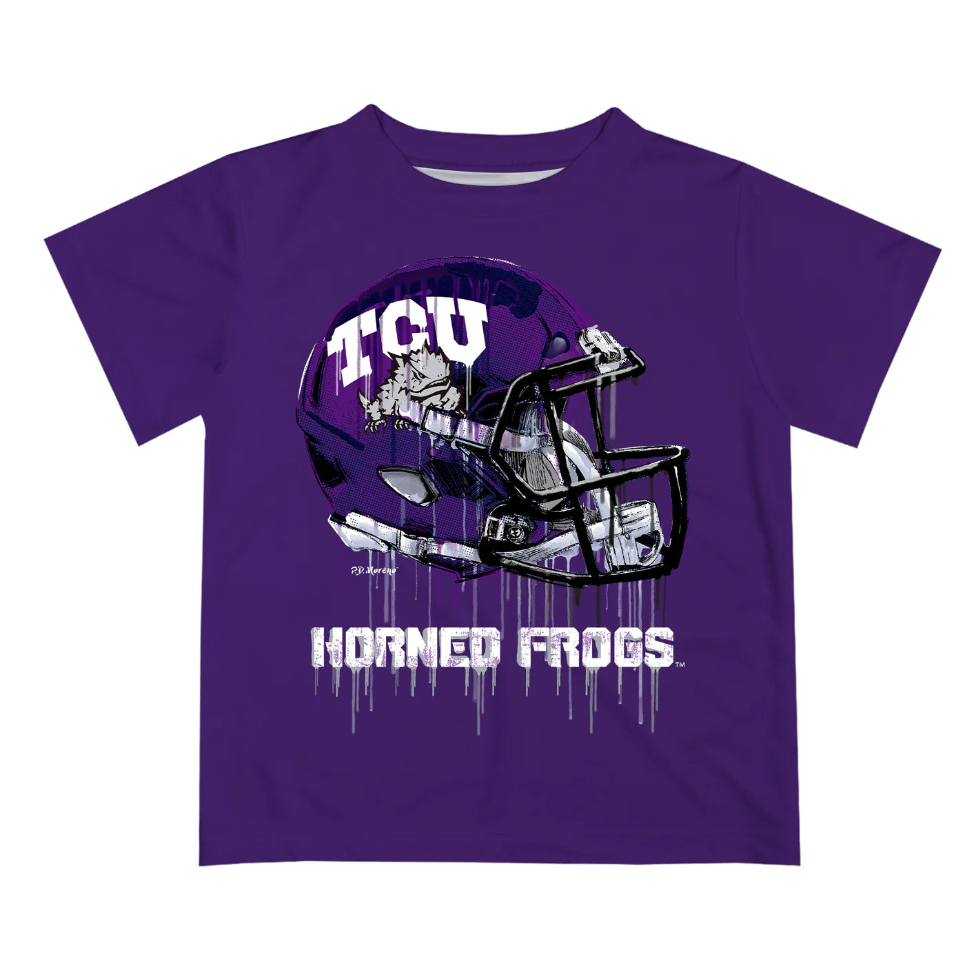 TCU Frogs Dripping Football Helmet Tee