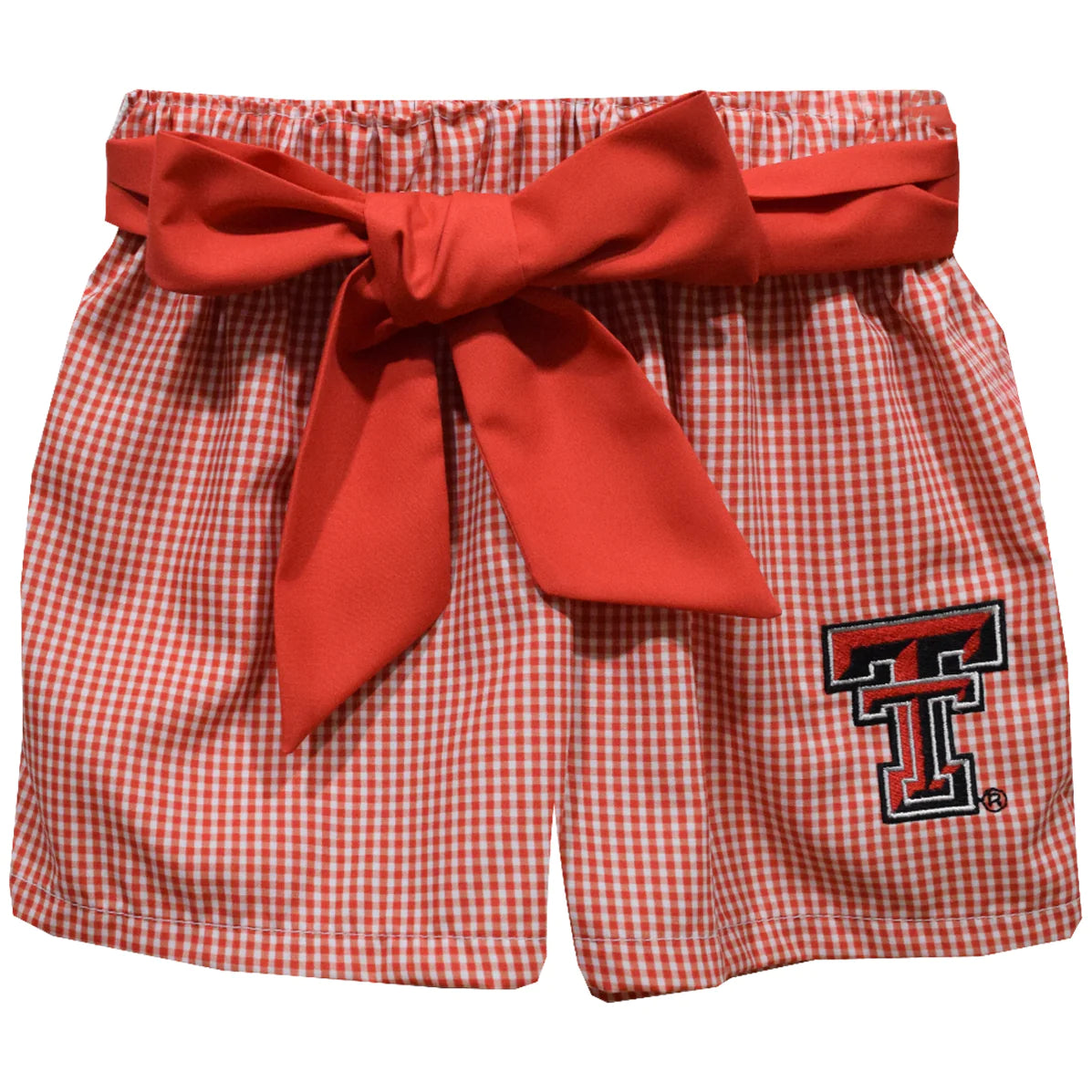 Texas Tech Red Gingham Shorts with Sash