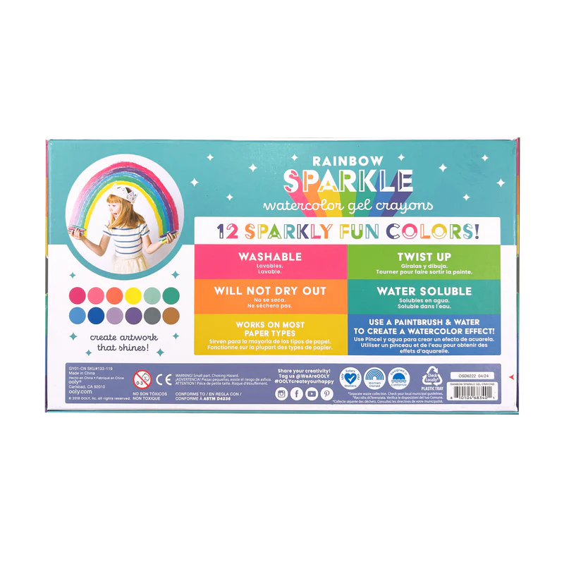 Ooly Rainbow Sparkle Metallic Gel Crayons