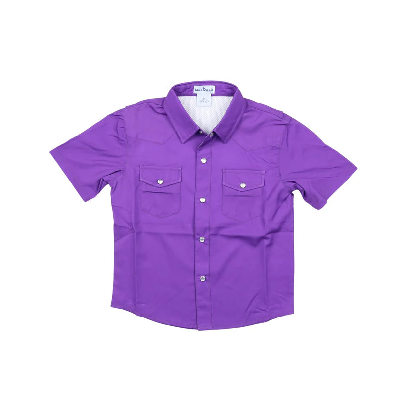 Blue Quail Gameday Purple Pearl Snap Short Sleeve Shirt