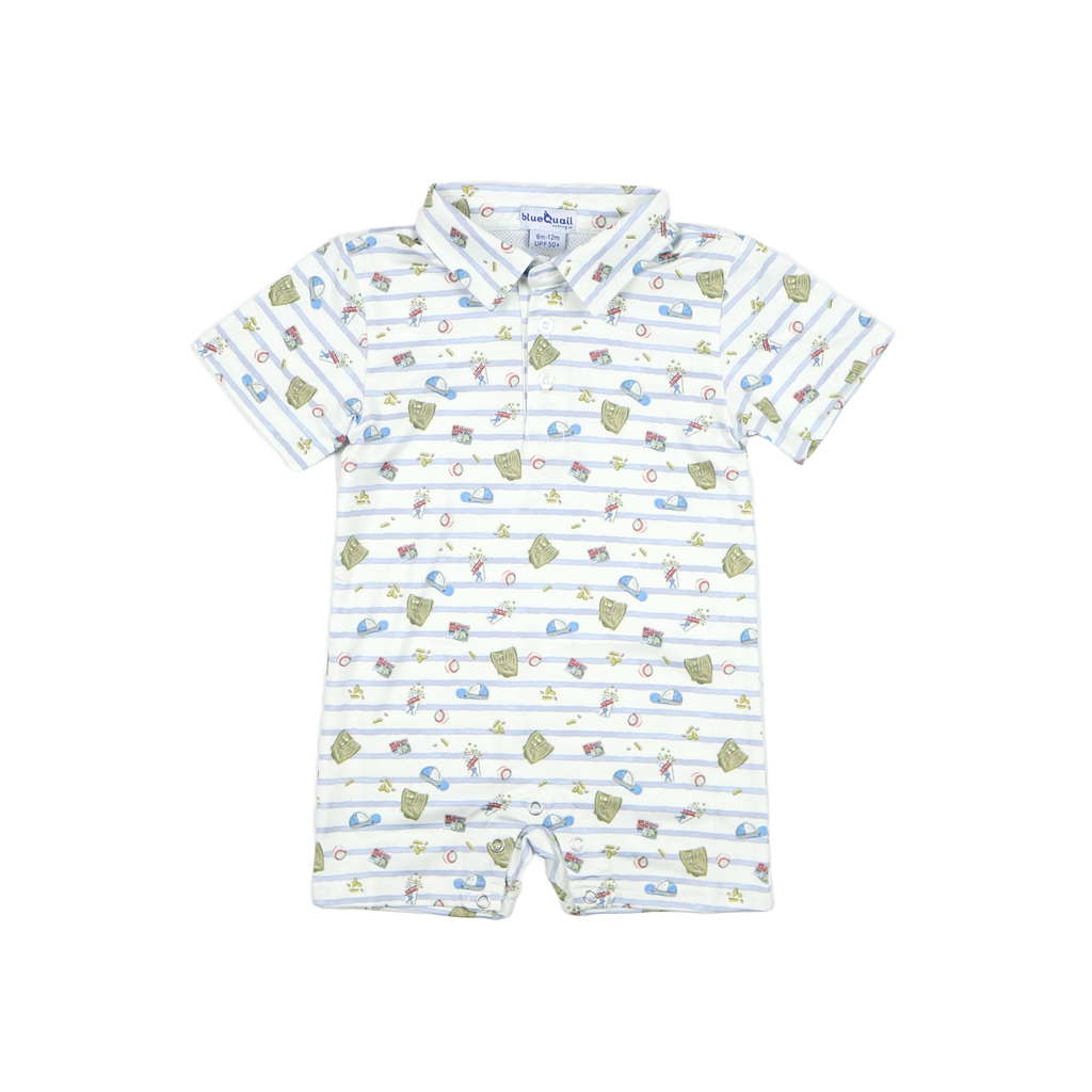 Blue Quail 7th Inning Stretch Polo Romper
