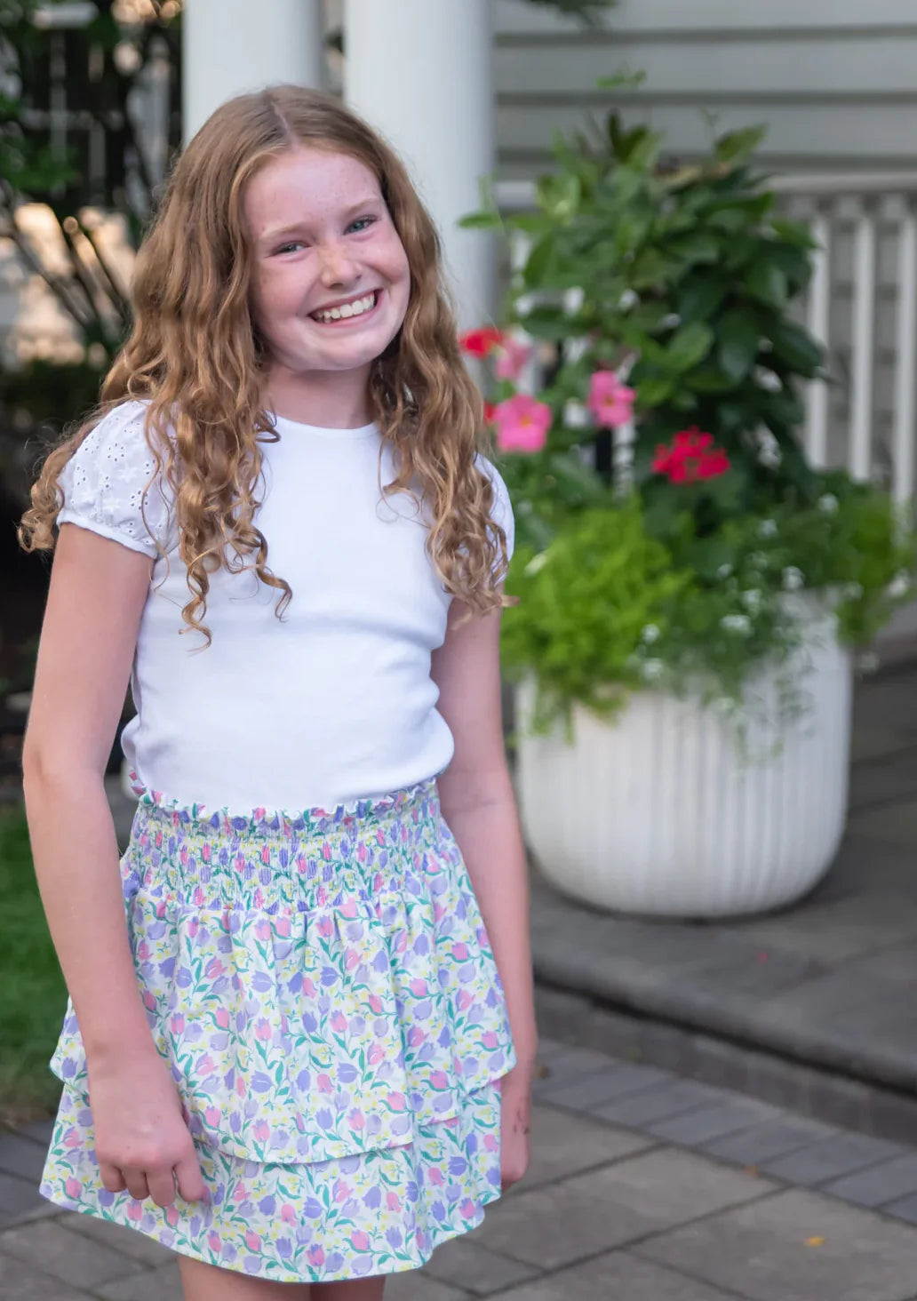 James & Lottie Smocked Skirt BE Tulip