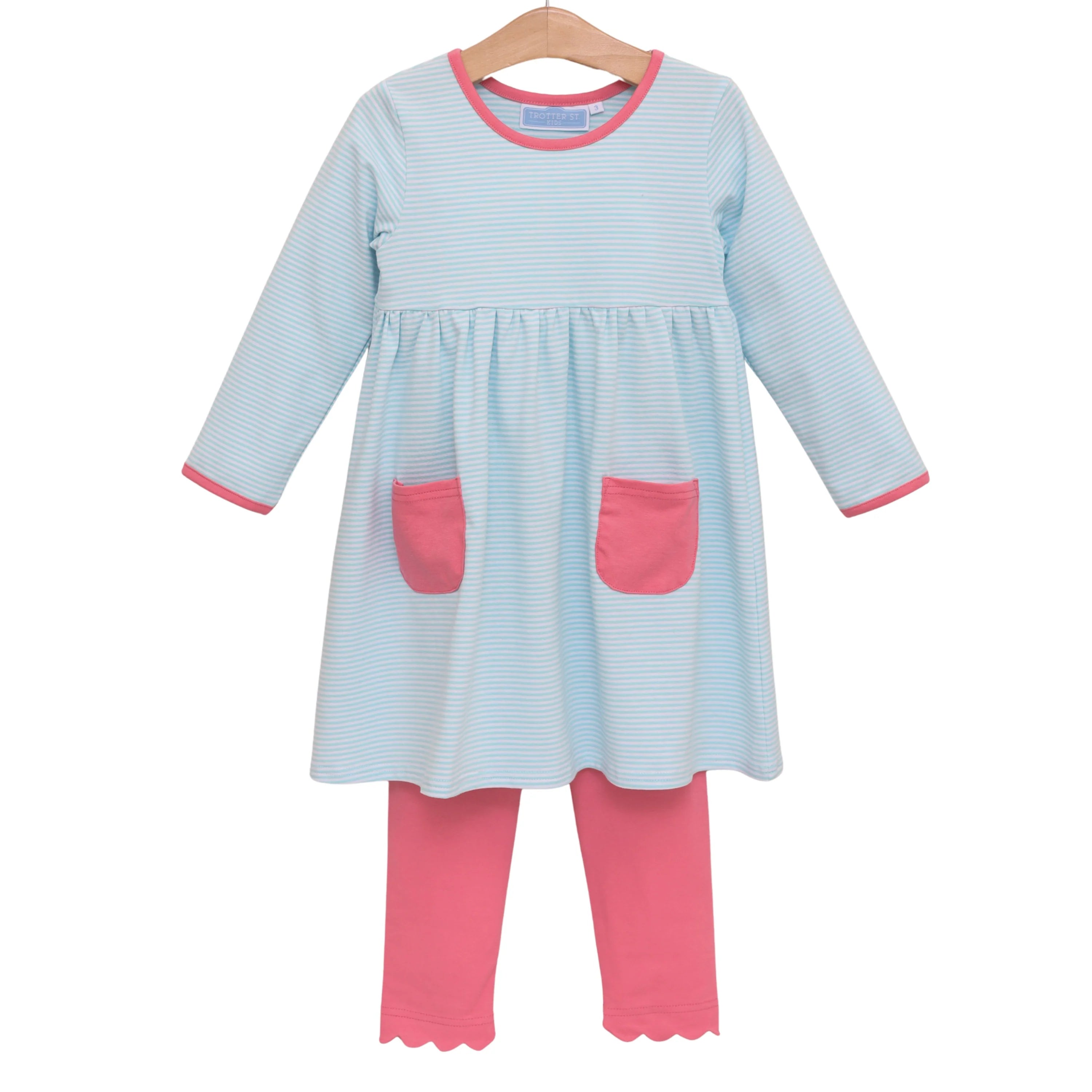 Annie Pant Set Mint Stripe/Pink