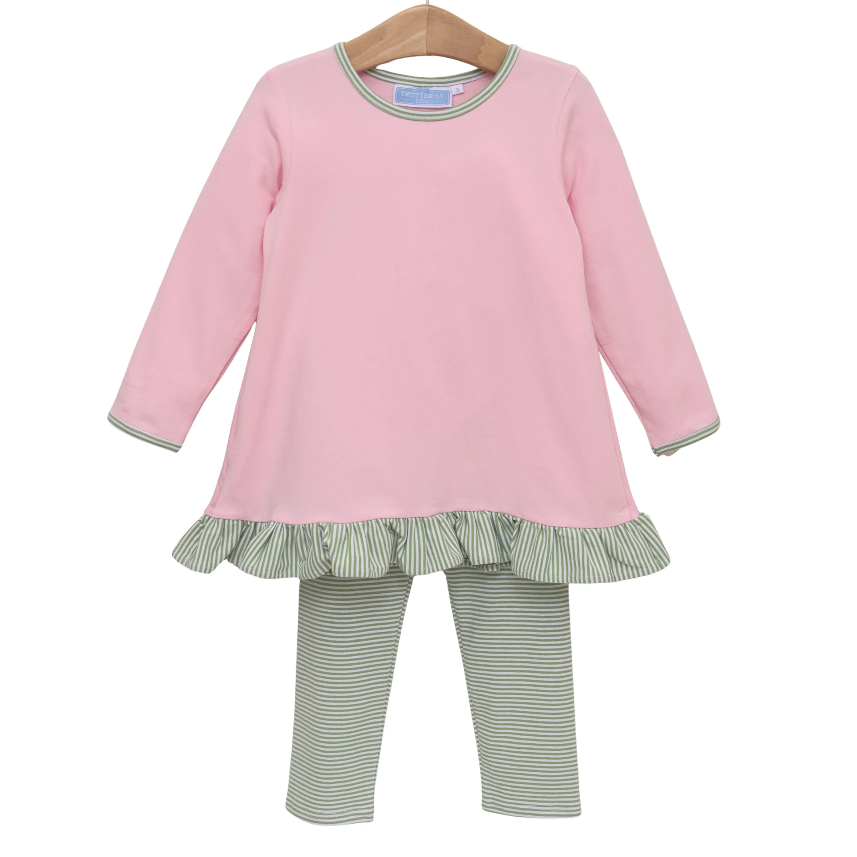 Mila Pant Set Green Stripe/pink