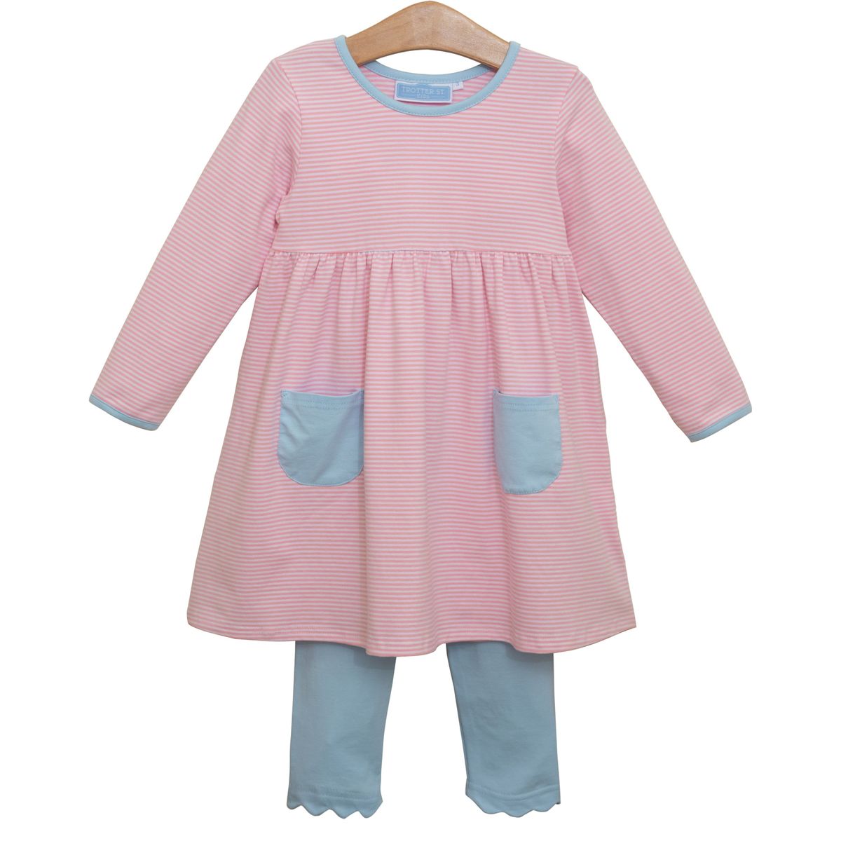 Annie Pants Set - Light Pink/Blue
