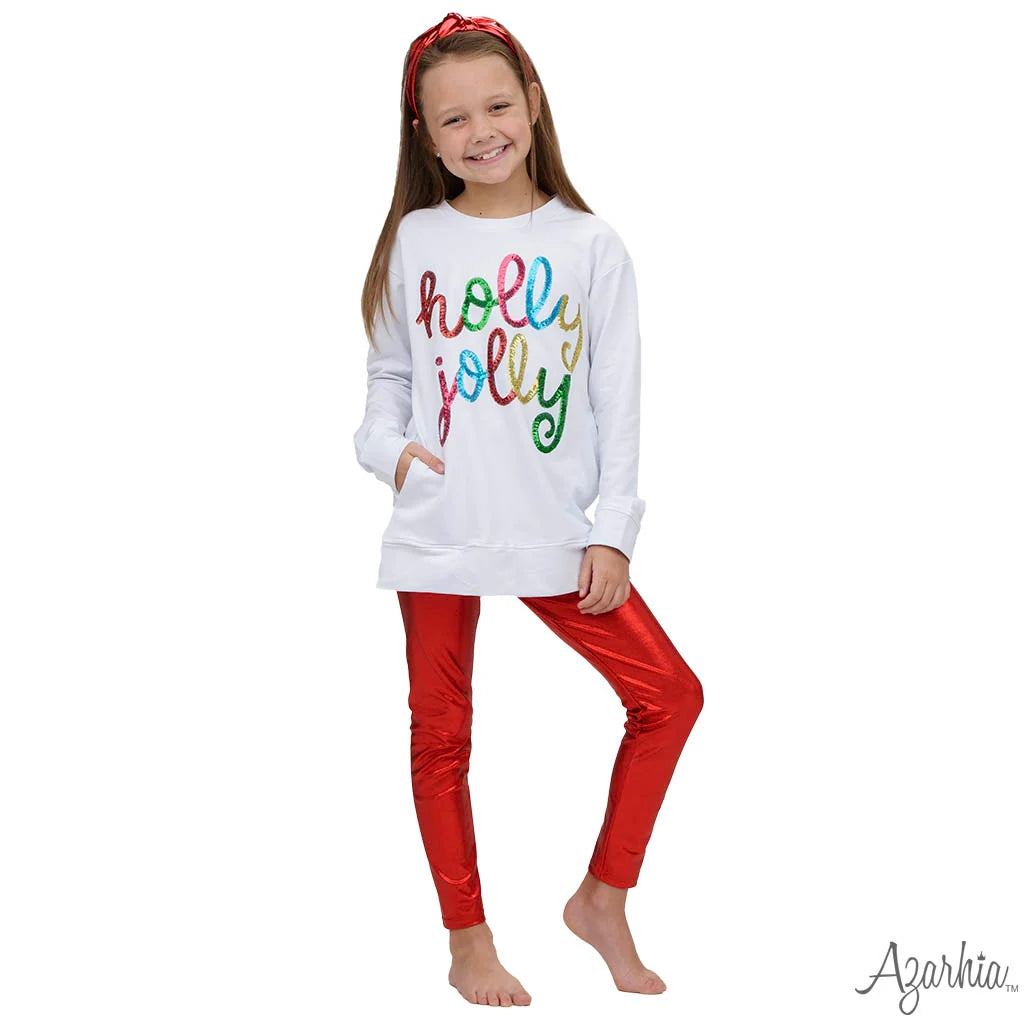 Azarhia Shimmer Legging-Red