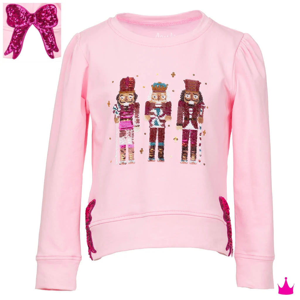 Azarhia Sequin Nutcracker/ Hot Pink Bow-Pink Holly