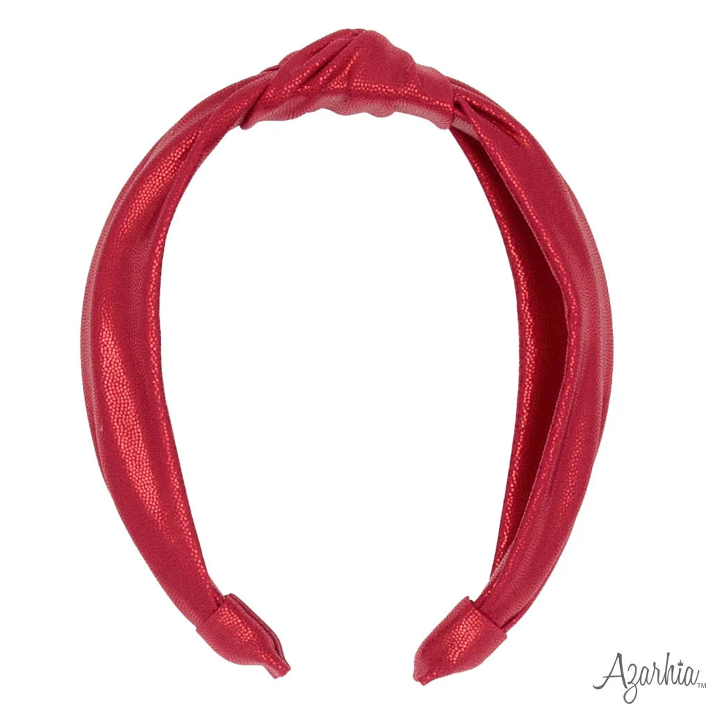 Azarhia Top Knot Headband-Red Shimmer