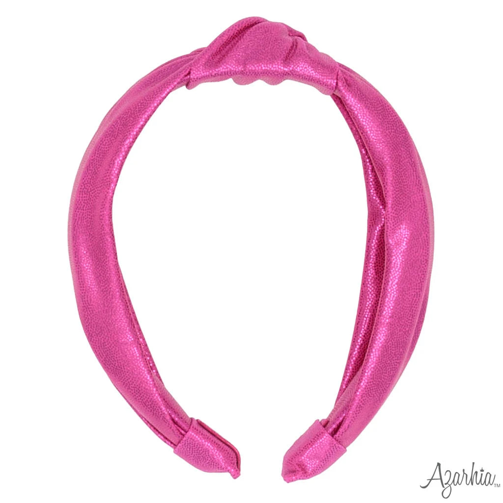 Azarhia Top Knot Headband-Hot Pink Shimmer