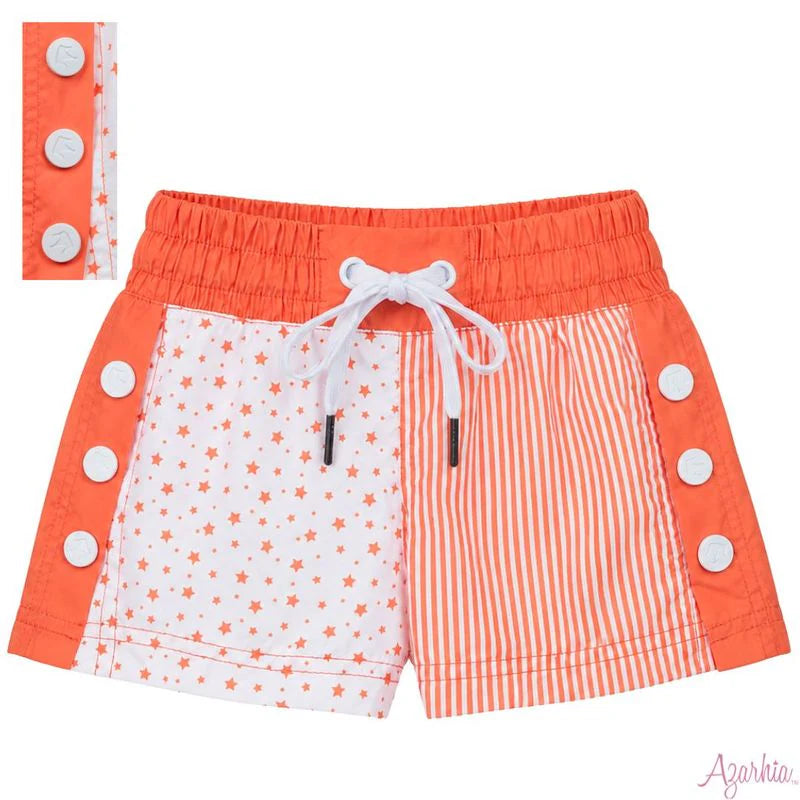 Azarhia Stars and Stripes Color Block Shorts Orange