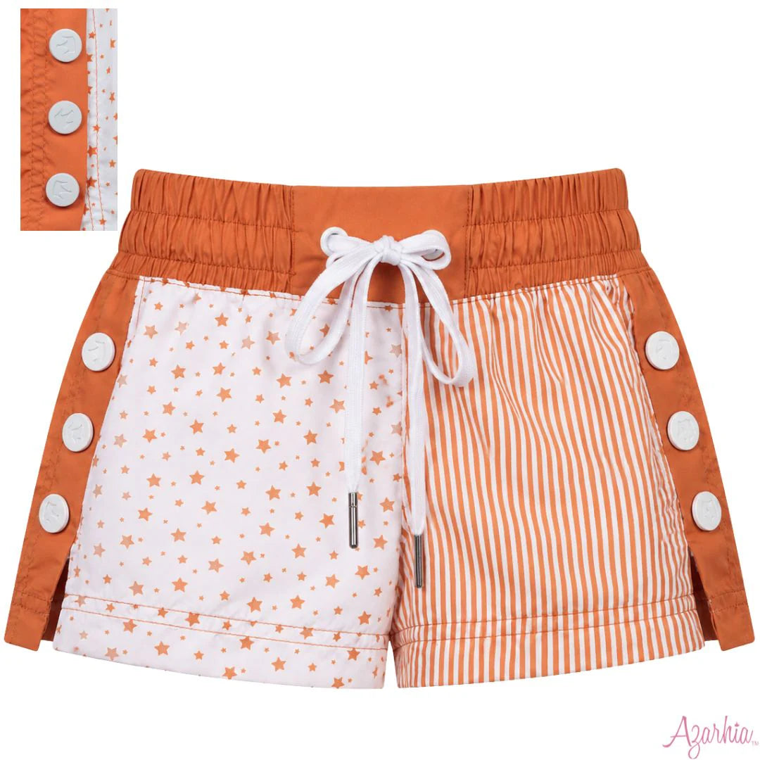 Azarhia Stars and Stripes Color Block Shorts Orange