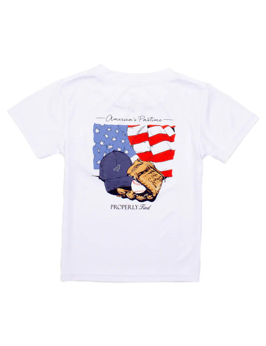Properly Tied Boys Performance Tee SS America's Pasttime White