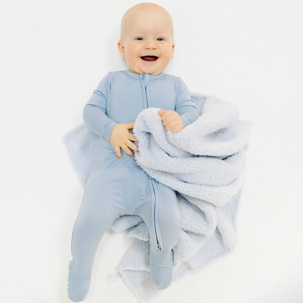 Angel Dear 2 Way Zipper Footie - Blue Fog