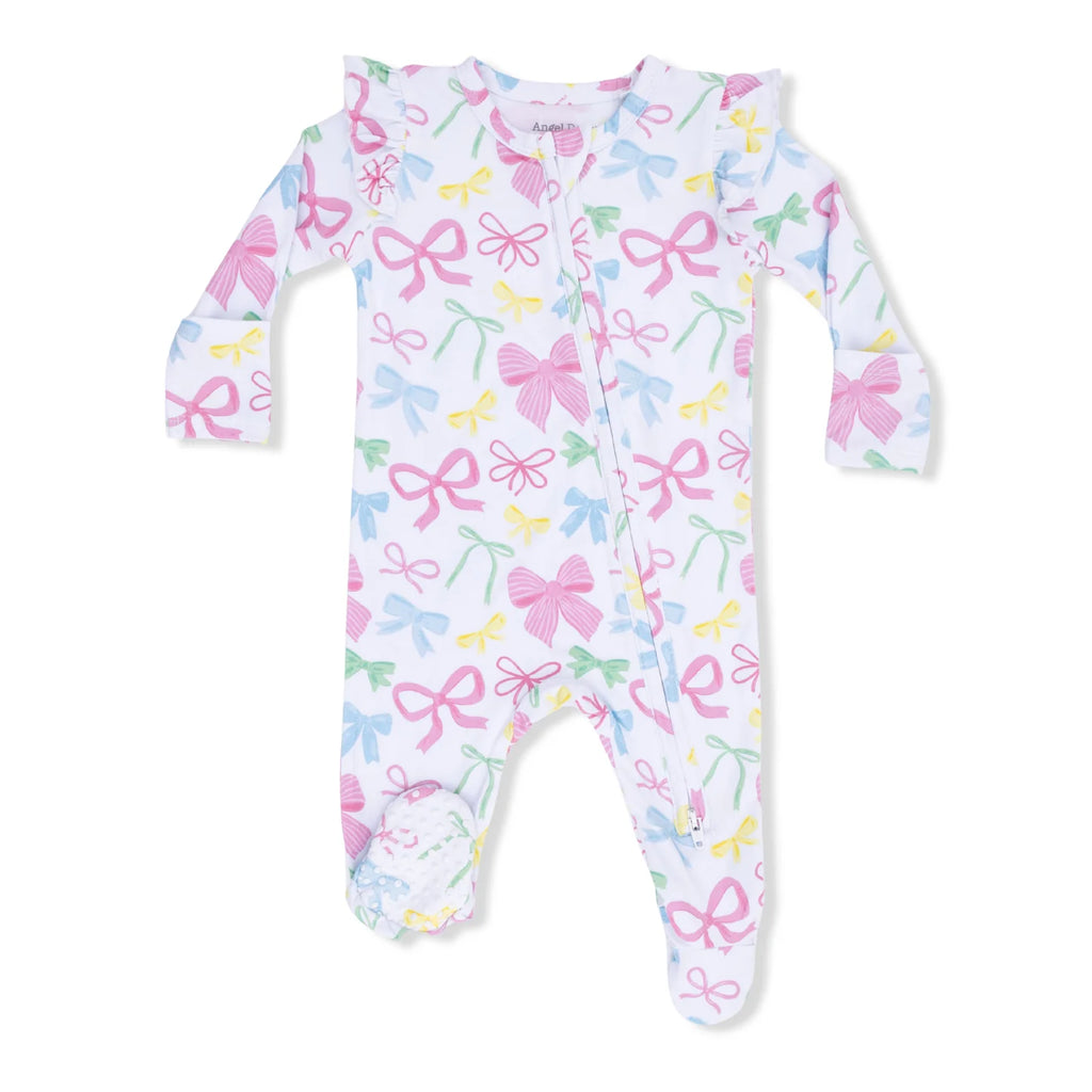 Angel Dear Sweet Bows 2 Way Ruffle Zipper Footie