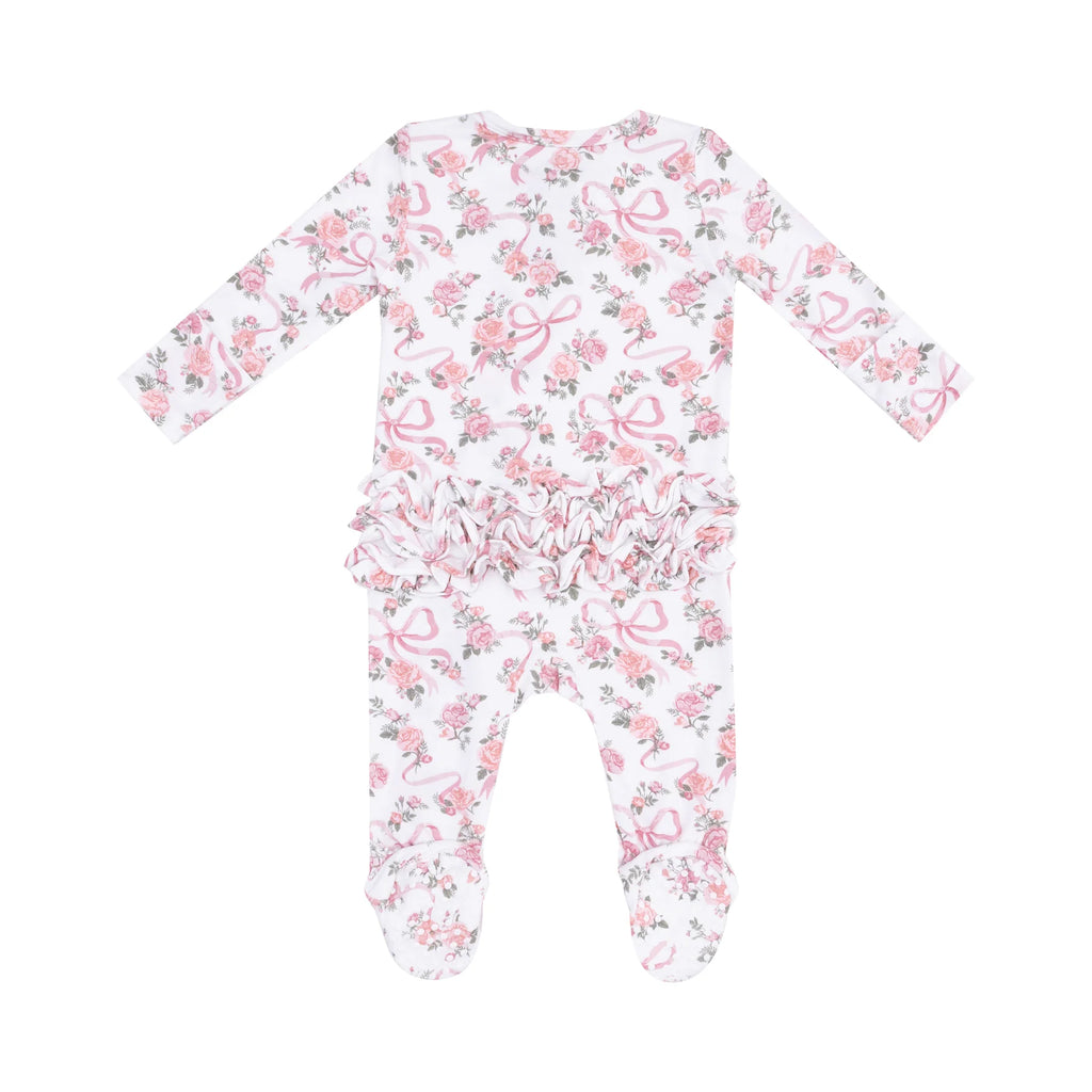 Angel Dear 2 Way Zipper Footie - Ribbons and Flowers Ruffle
