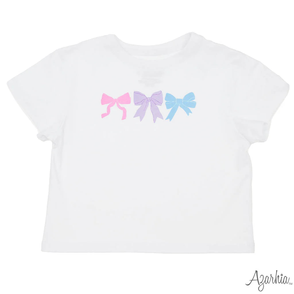 Azarhia Pastel Bow White Ringer Boxy