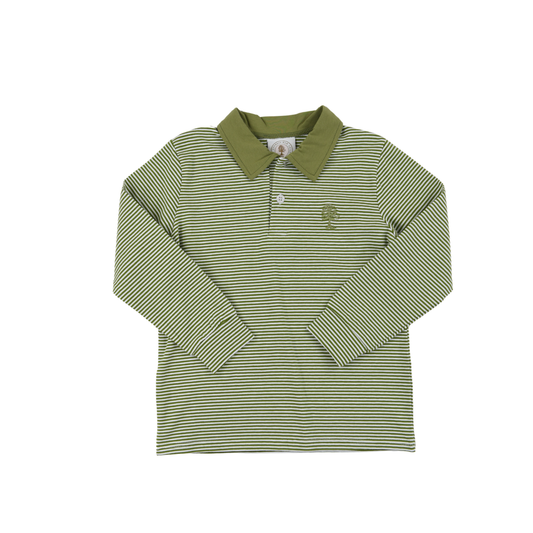 Christmas Toile & Stripe Boys Polo - Green