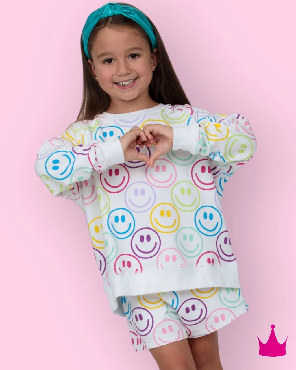 Azarhia Bright Smiley Faces Charlotte Short French Terry