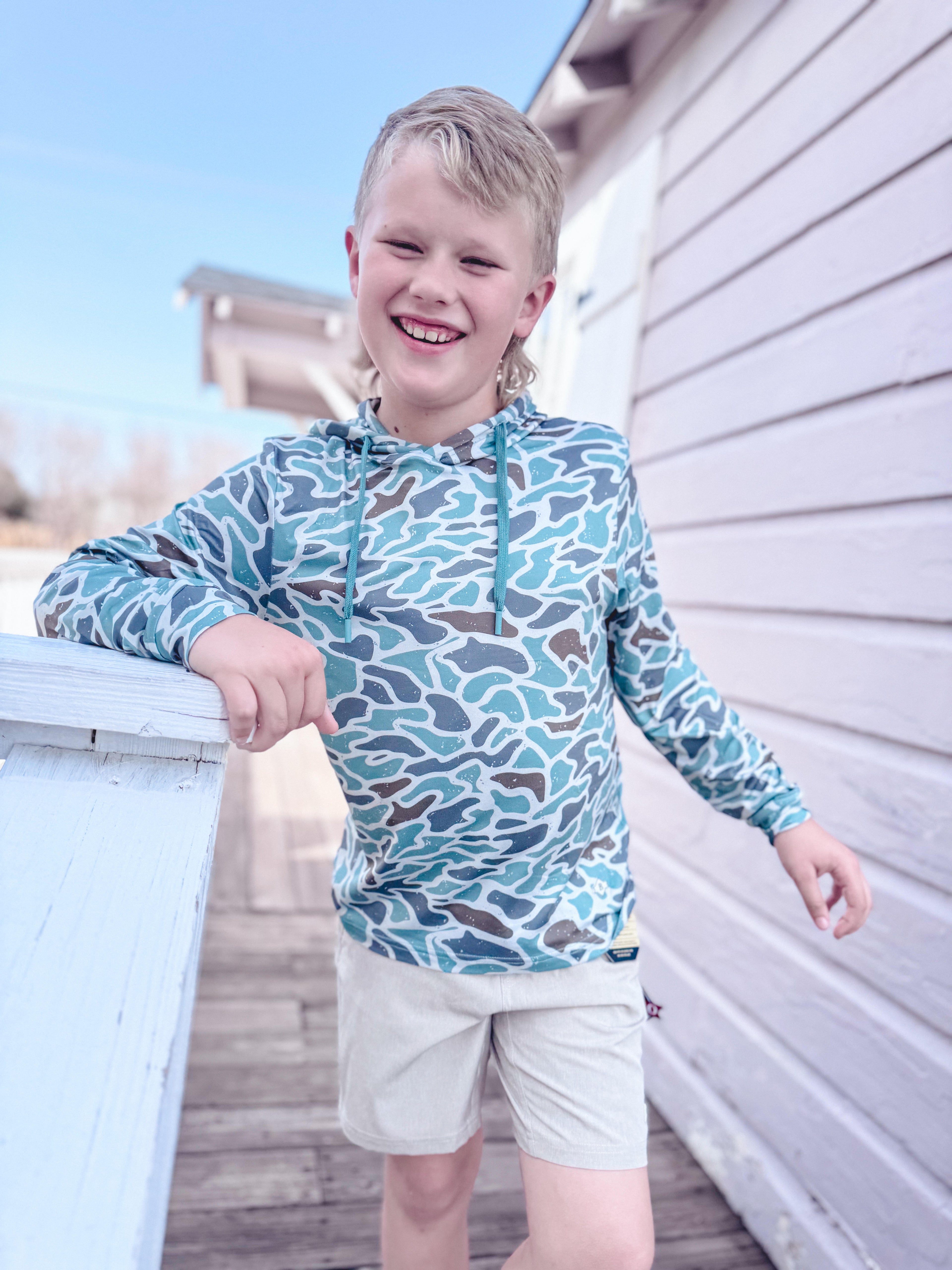 Burlebo Youth Performance Hoodie - Retro Duck Camo