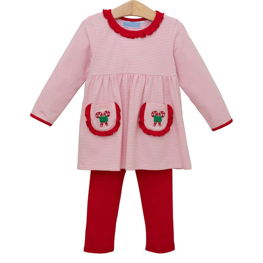 Candy Cane Ruffle Pant Set