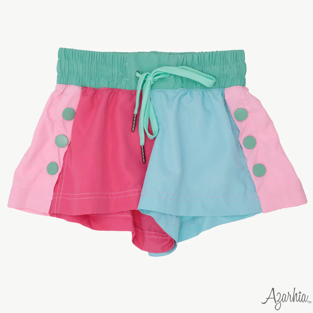Azarhia Pinks and Blues Color Block Short