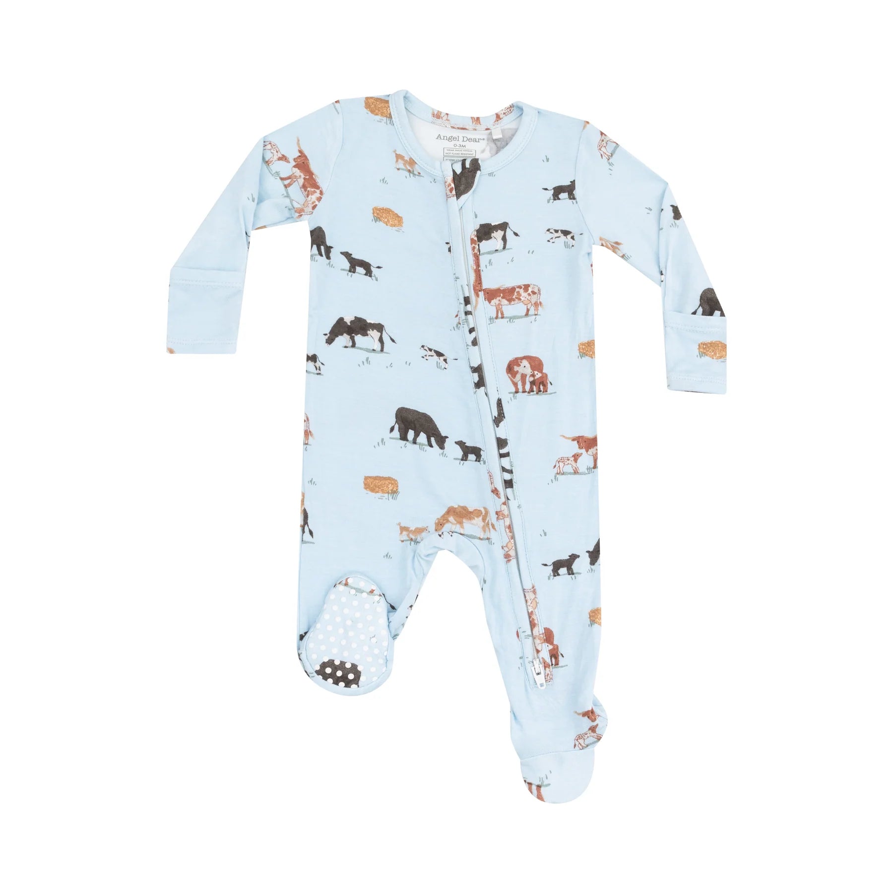 Angel Dear 2 Way Zipper Footie - Cow Families Blue