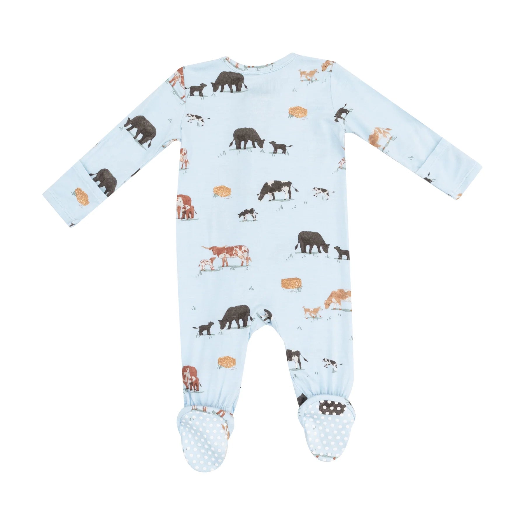 Angel Dear 2 Way Zipper Footie - Cow Families Blue