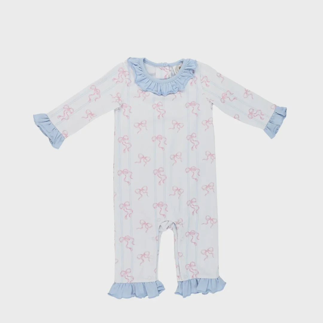 Cypress Row Bowtiful Girls Riley Romper with Ruffles