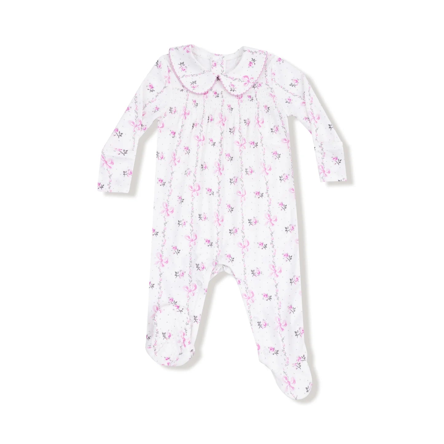 Dainty Buds & Bows Stripe Footie