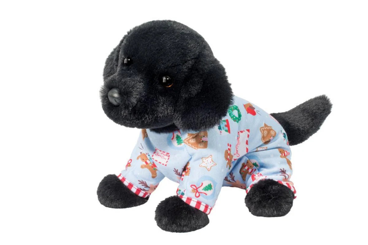 Douglas Black Lab With Christmas Pj's