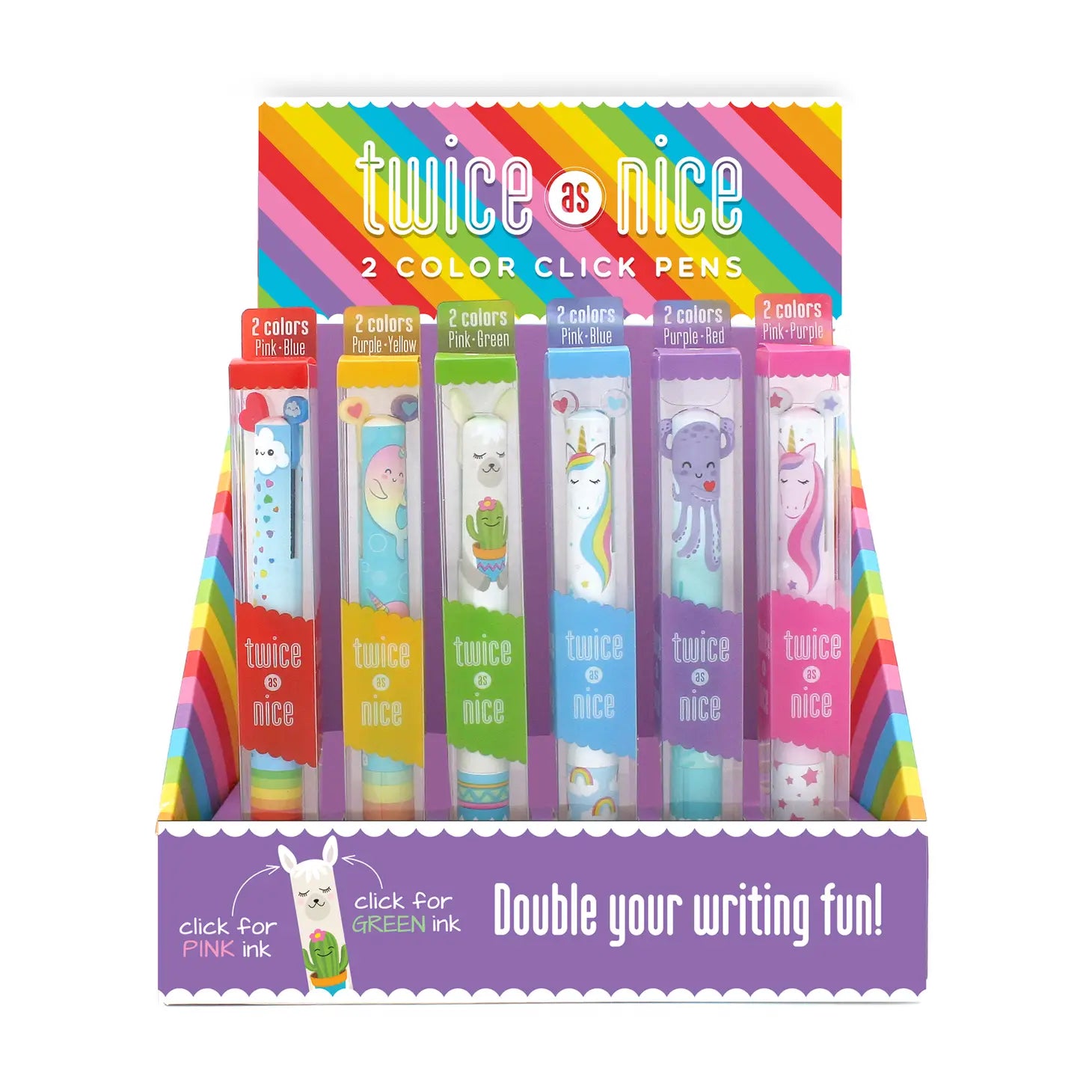 Twice as Nice Rainbow 2 Color Click Pen