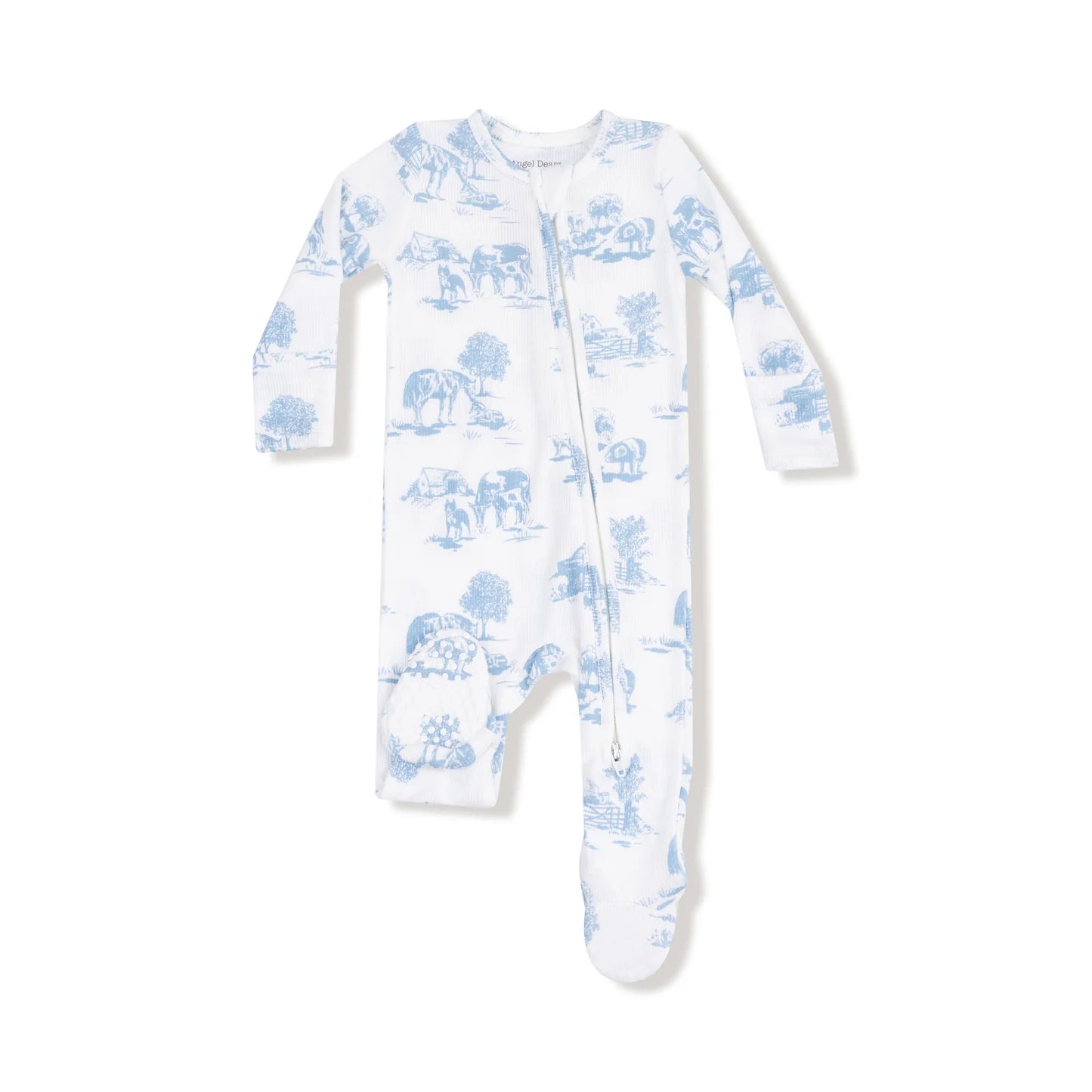 Farm Toile Blue Footie