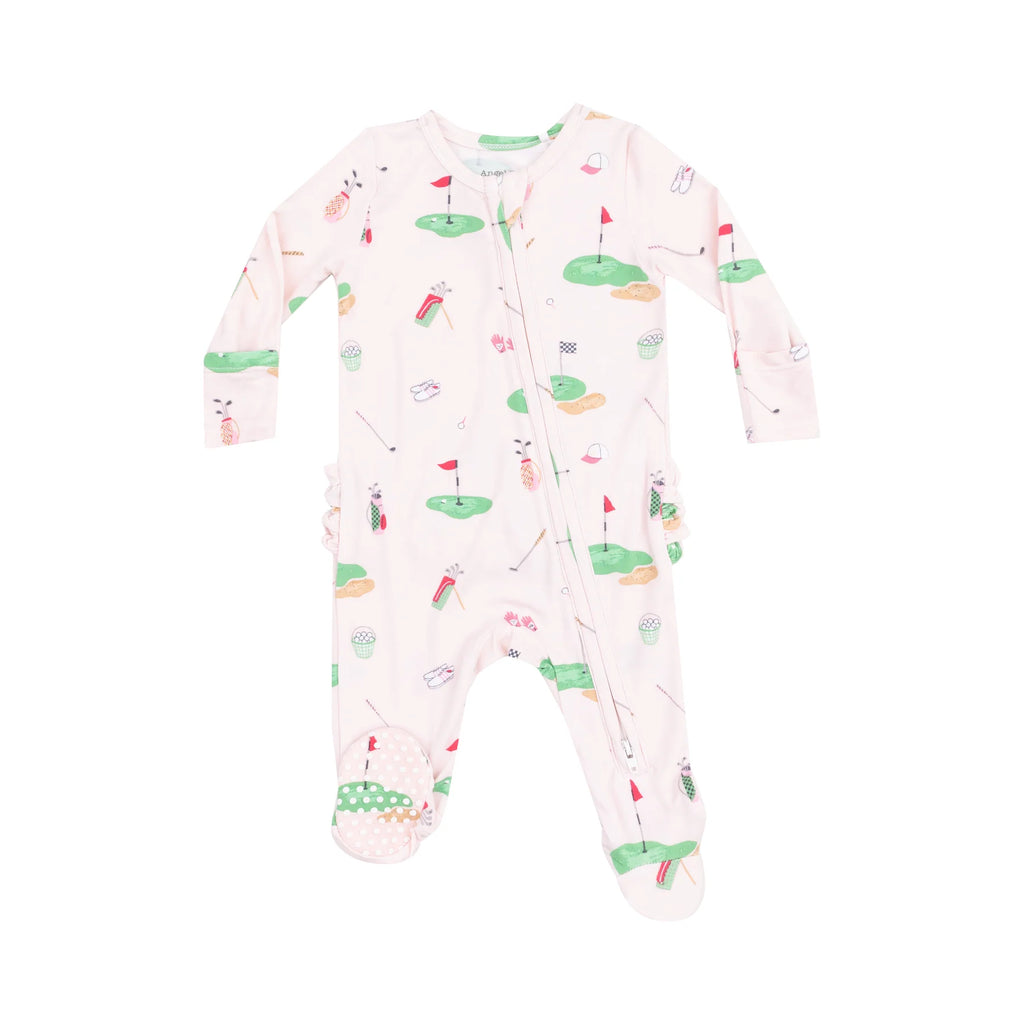 Angel Dear 2 Way Zipper Footie - Golf Things Pink Ruffle