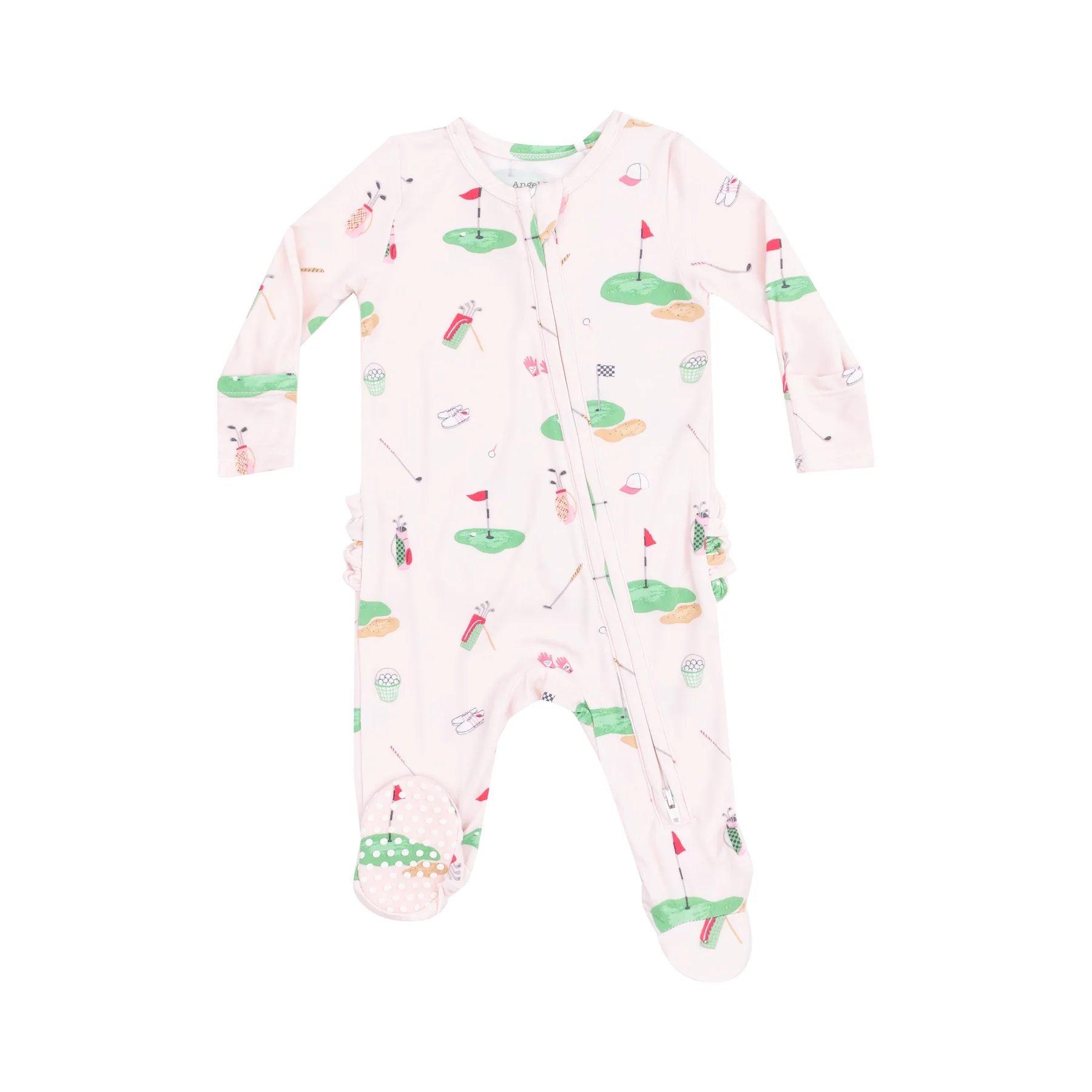 Angel Dear 2 Way Zipper Footie - Golf Things Pink Ruffle