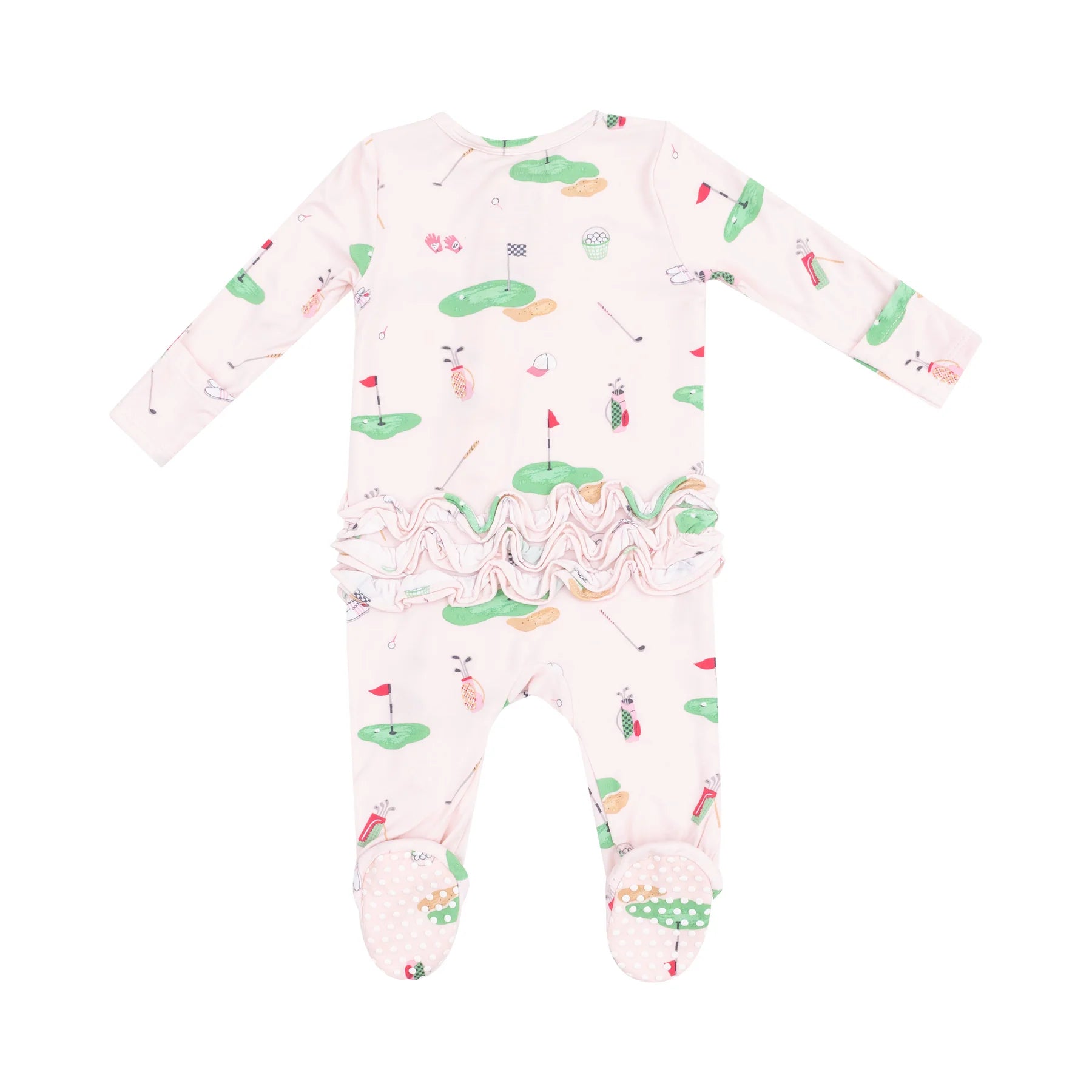 Angel Dear 2 Way Zipper Footie - Golf Things Pink Ruffle