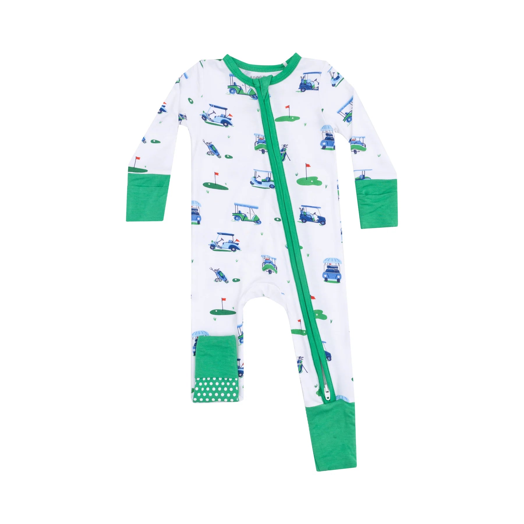 Angel Dear 2 Way Zipper Romper - Vintage Golf Carts Blue