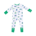 Angel Dear 2 Way Zipper Romper - Vintage Golf Carts Blue